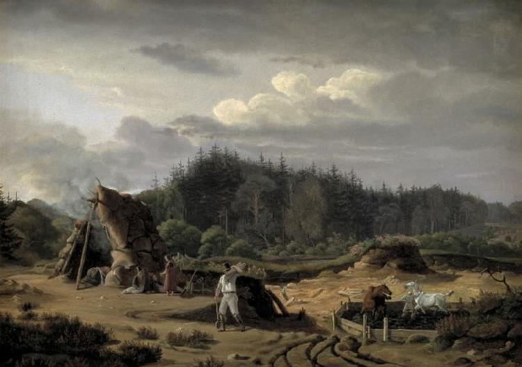 Fritz Petzholdt A Bog with Peat Cutters. Hosterkob, Sealand oil painting image
